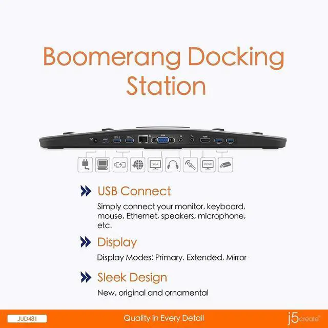 Alt view image 3 of 6 - USB 3.0 Boomerang Docking Station- Full 1080p Resolution | USB 3.0 Host Connection | Gigabit Ethernet | Compatible with Microsoft Windows 7 or Higher and macOS X 10.8 or Later,