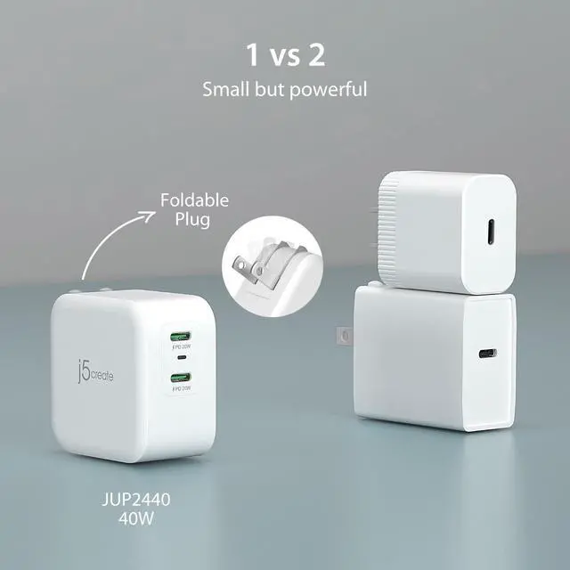 Alt view image 4 of 6 - PD 40W Dual Port USB C Wall Charger - Fast Charging for iPhone 15, 15 Plus, 15 Pro, 15 Pro Max, 14, 13, 12, 11, Galaxy S23, S22, S21, iPad, AirPods & More (JUP2440)