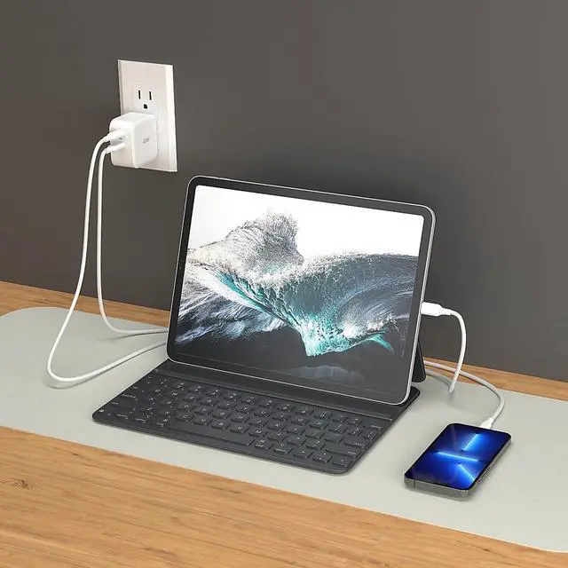 Alt view image 3 of 6 - PD 40W Dual Port USB C Wall Charger - Fast Charging for iPhone 15, 15 Plus, 15 Pro, 15 Pro Max, 14, 13, 12, 11, Galaxy S23, S22, S21, iPad, AirPods & More (JUP2440)