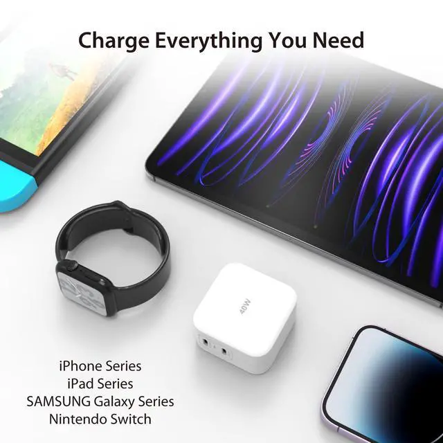 Alt view image 6 of 6 - PD 40W Dual Port USB C Wall Charger - Fast Charging for iPhone 15, 15 Plus, 15 Pro, 15 Pro Max, 14, 13, 12, 11, Galaxy S23, S22, S21, iPad, AirPods & More (JUP2440)