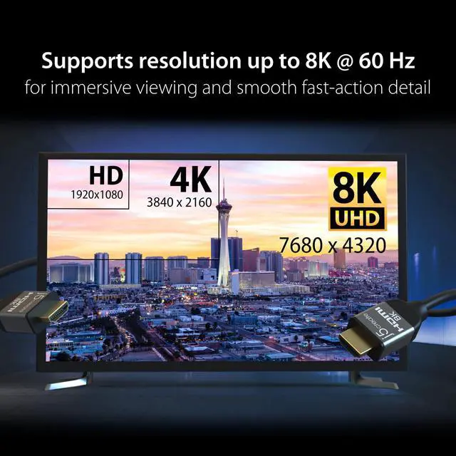 Alt view image 3 of 7 - 8K 60Hz Certified Ultra High Speed HDMI Cable 6.6 ft / 2M 48Gbps, Supports 4K 120Hz, HDMI 2.1, eArc, HDR, Dolby Vision for PS5, Xbox Series X, HDTV, Blue-Ray (JDC53)