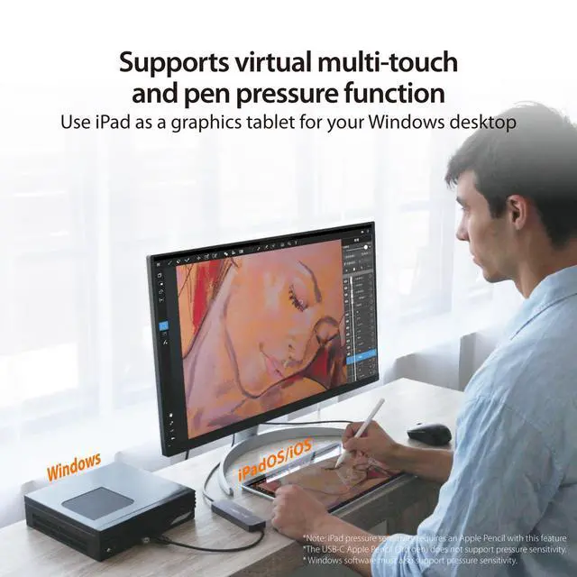 Alt view image 4 of 7 - iPad/iPhone to Windows Collaboration Sharing Hub, Use iPad as a Second Display for Windows Laptop, Transfer Files Between iPhone and Win PC, Wormhole Switch CrossLink (JCH422)