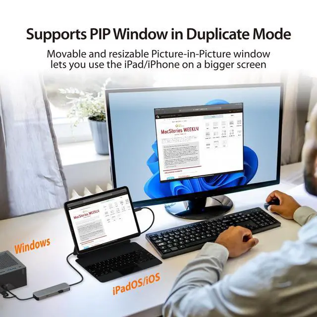 Alt view image 6 of 7 - iPad/iPhone to Windows Collaboration Sharing Hub, Use iPad as a Second Display for Windows Laptop, Transfer Files Between iPhone and Win PC, Wormhole Switch CrossLink (JCH422)
