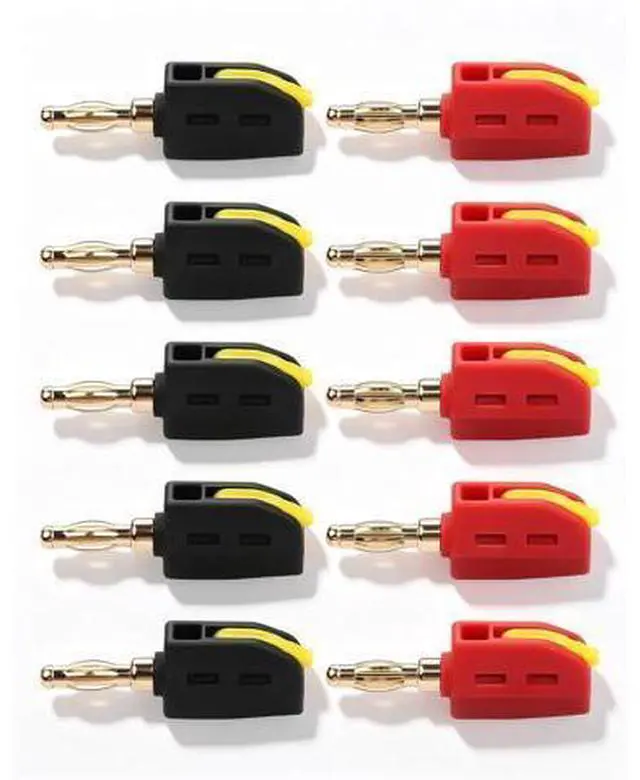 Main image of 4mm Banana Plugs, High Push-Button Current Quick Connect 24K Gold-Plated Speaker Plug Connectors | for Home Theater, Speaker, Amplifier, 5 Pair/10 PCS