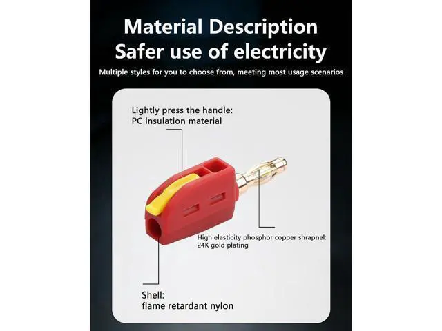 Alt view image 5 of 7 - 4mm Banana Plugs, High Push-Button Current Quick Connect 24K Gold-Plated Speaker Plug Connectors | for Home Theater, Speaker, Amplifier, 5 Pair/10 PCS