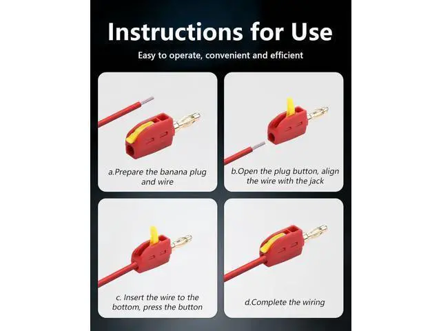 Alt view image 3 of 7 - 4mm Banana Plugs, High Push-Button Current Quick Connect 24K Gold-Plated Speaker Plug Connectors | for Home Theater, Speaker, Amplifier, 5 Pair/10 PCS