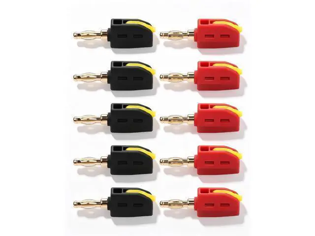 Alt view image 7 of 7 - 4mm Banana Plugs, High Push-Button Current Quick Connect 24K Gold-Plated Speaker Plug Connectors | for Home Theater, Speaker, Amplifier, 5 Pair/10 PCS