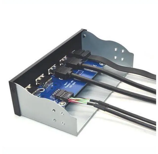 Alt view image 4 of 6 - 5.25 Inch USB 3.1 GEN2 Front Panel USB Hub 2 Ports USB 3.0 + 2 Ports USB2.0 + 1 Port TYPE-C with TYPE-E Connector for Desktop PC