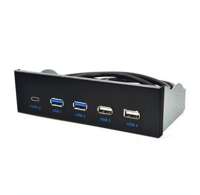 Alt view image 5 of 6 - 5.25 Inch USB 3.1 GEN2 Front Panel USB Hub 2 Ports USB 3.0 + 2 Ports USB2.0 + 1 Port TYPE-C with TYPE-E Connector for Desktop PC