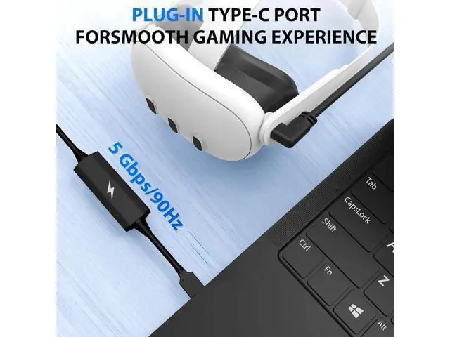 Alt view image 7 of 7 - Link Cable 16FT/5M for Me-ta Quest 3/Quest2/Quest Pro/Pico4 and PC/Steam VR, USB 3.0 Link Cable with 5Gbps Super Speed, with Separate Charging Port, Link Cable for VR Headset and Gaming PC
