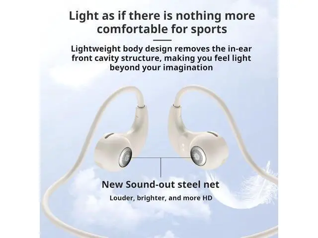 Alt view image 3 of 7 - OWS Wireless Air Conduction Sports Earphone Call Noise Reduction Open Ear Headphone Headset Low Bass Earbud (White)