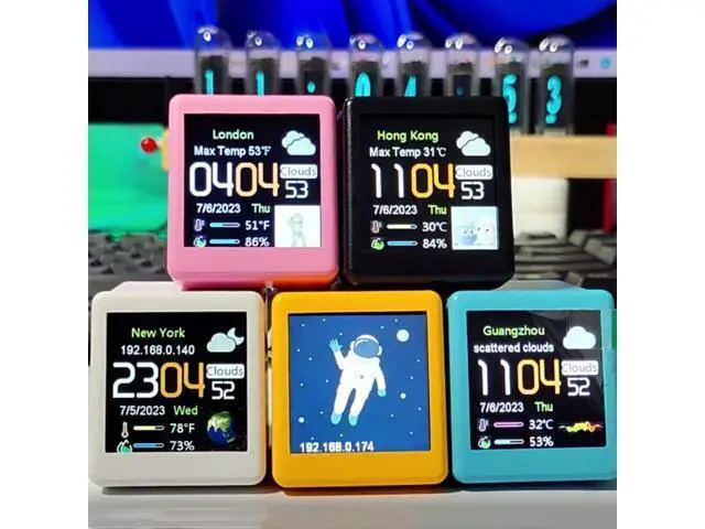 Alt view image 2 of 7 - Smart WiFi Weather Station Clock DIY Cute GIF Animations Desktop Decoration Electronic Album Function MINI Clock B Easy Install