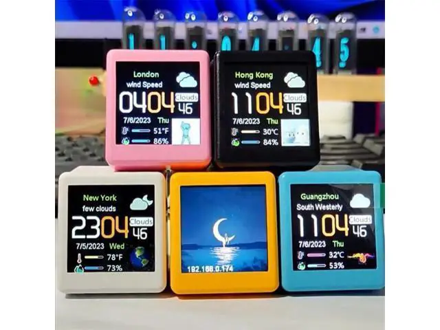 Alt view image 7 of 7 - Smart WiFi Weather Station Clock DIY Cute GIF Animations Desktop Decoration Electronic Album Function MINI Clock B Easy Install