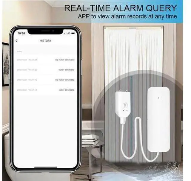 Alt view image 3 of 7 - Tuya ZigBee Water Level Sensor Leakage Alarm Flood Leak Detector Smart Home Water Alert Overflow Alarm Security System