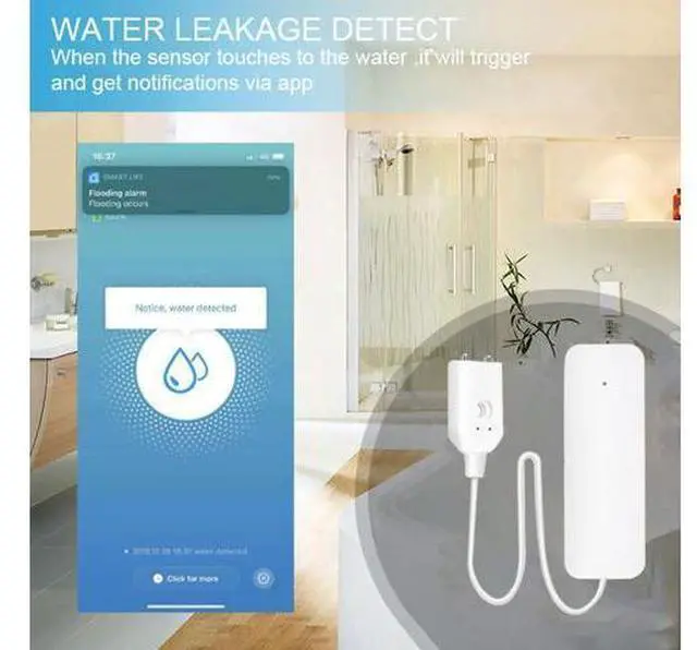 Alt view image 2 of 7 - Tuya ZigBee Water Level Sensor Leakage Alarm Flood Leak Detector Smart Home Water Alert Overflow Alarm Security System