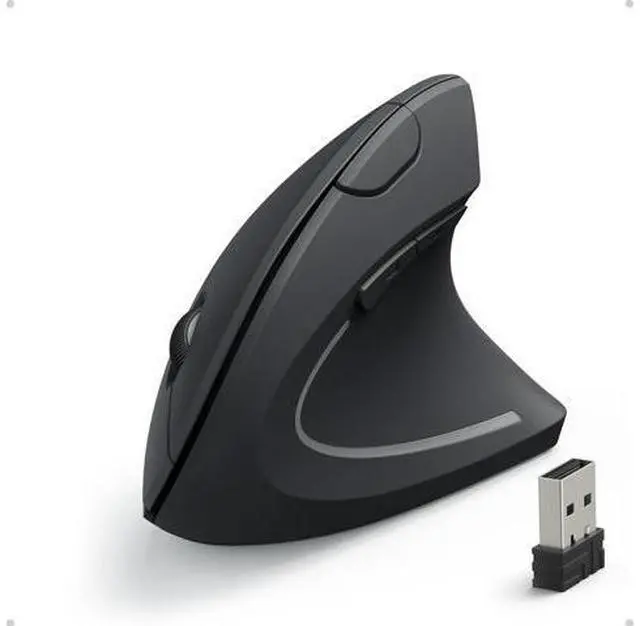 Main image of 2.4G Wireless Vertical Ergonomic Optical Mouse For Work Multi-Device Connectivity 800 / 1200 /1600 DPI 5 Buttons for Laptop Desktop PC - Black