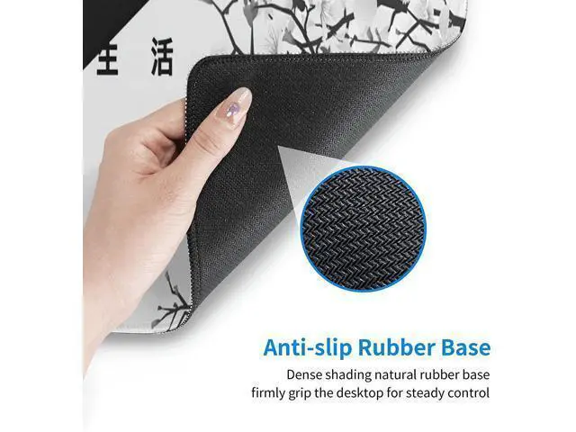 Alt view image 4 of 7 - Black and White Cherry Blossom Gaming Mouse Pad XL Extended Large Mouse Mat Desk Pad Stitched Edges Mousepad Long Non-Slip Rubber Base Mice Pad 31.5 X 11.8 Inch