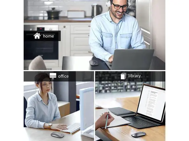 Alt view image 7 of 7 - Bluetooth Mouse, Slim Silent Rechargeable Wireless Mouse Bluetooth 5.0/3.0 2.4G Portable Optical Cordless Mice with USB Receiver 4 Adjustable DPI for MacBook iPad Windows Computer Laptop PC