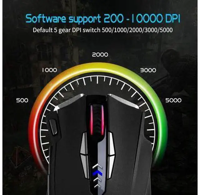 Alt view image 2 of 7 - Gaming Mouse Wired, 13 Programmable Buttons (8+5 Side Buttons), RGB Backlit, Marco, 10000 DPI Adjustable, Comfortable Grip Ergonomic Optical Gaming Mice with Tunable Weights, Black
