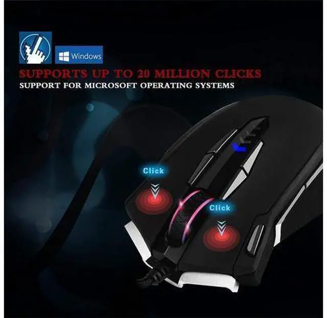 Alt view image 5 of 7 - Gaming Mouse Wired, 13 Programmable Buttons (8+5 Side Buttons), RGB Backlit, Marco, 10000 DPI Adjustable, Comfortable Grip Ergonomic Optical Gaming Mice with Tunable Weights, Black