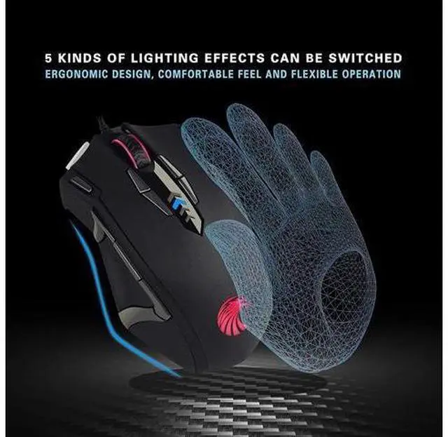 Alt view image 7 of 7 - Gaming Mouse Wired, 13 Programmable Buttons (8+5 Side Buttons), RGB Backlit, Marco, 10000 DPI Adjustable, Comfortable Grip Ergonomic Optical Gaming Mice with Tunable Weights, Black