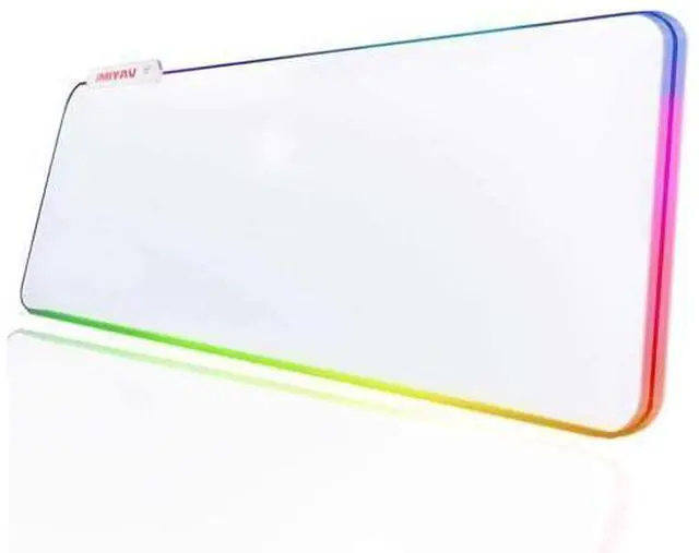 Main image of JMIYAV White Gaming Mouse Pad RGB Mousepad Non-Slip Rubber Base Extra Large Cool XL XXL Computer Desk Pad Gaming Accessories LED Light Up Extended Big Mouse Pad for Gamer (31.5x12In) Upgrade