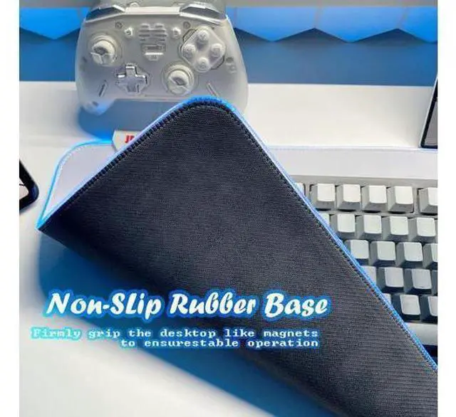 Alt view image 5 of 7 - JMIYAV White Gaming Mouse Pad RGB Mousepad Non-Slip Rubber Base Extra Large Cool XL XXL Computer Desk Pad Gaming Accessories LED Light Up Extended Big Mouse Pad for Gamer (31.5x12In) Upgrade
