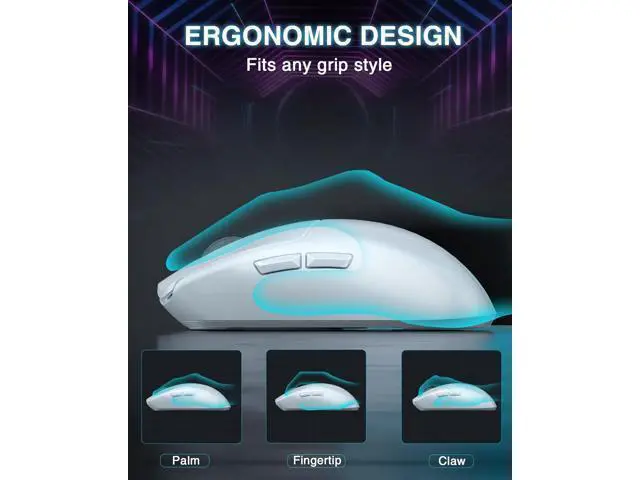 Alt view image 4 of 7 - SC580 Wireless Gaming Mouse, Tri-Mode 2.4G/BT5.0/USB-C Gaming Mouse, 12000 DPI Rechargeable Wireless Mouse with 6 Programmable Buttons, Ergonomic Computer Mouse for Laptop/PC/Mac/Tablet