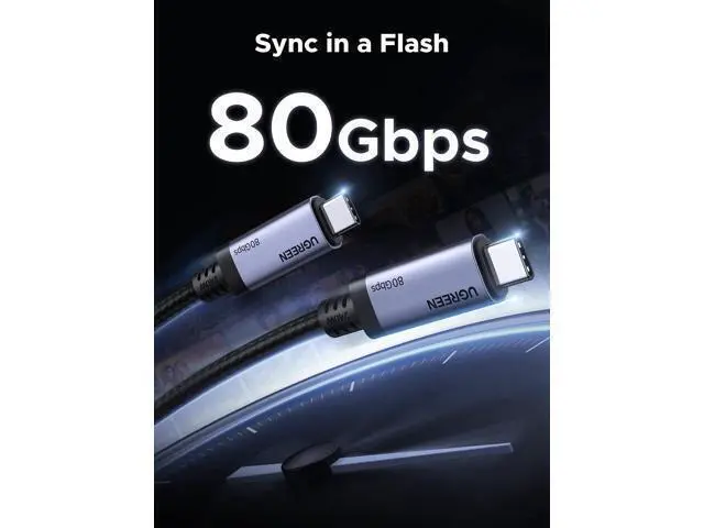 Alt view image 2 of 7 - UGREEN USB C to USB C Cable 240W USB4 Gen4 80Gbps Premium 17K Dual 8K Triple 4K Display PD3.1 Type C Fast Charging Compatible with USB C Monitors, MacBook, iPad, iPhone 17/16/15, 3.3FT