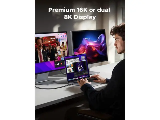 Alt view image 3 of 7 - UGREEN USB C to USB C Cable 240W USB4 Gen4 80Gbps Premium 17K Dual 8K Triple 4K Display PD3.1 Type C Fast Charging Compatible with USB C Monitors, MacBook, iPad, iPhone 17/16/15, 3.3FT