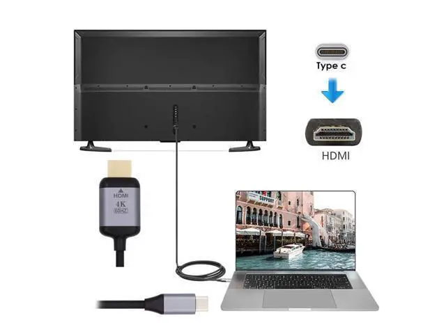 Alt view image 3 of 7 - Vszerda 1.8m USB 3.1 Type C USB-C Source to HDMI HDTV Displays Male 4K Monitor Cable for Laptop