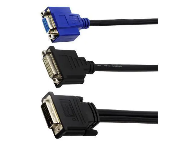 Alt view image 3 of 7 - Vszerda 10 in/30cm Wyse DVI Splitter Cable - DVI-I to VGA - M/F - Comparable to Wyse Y-Cable