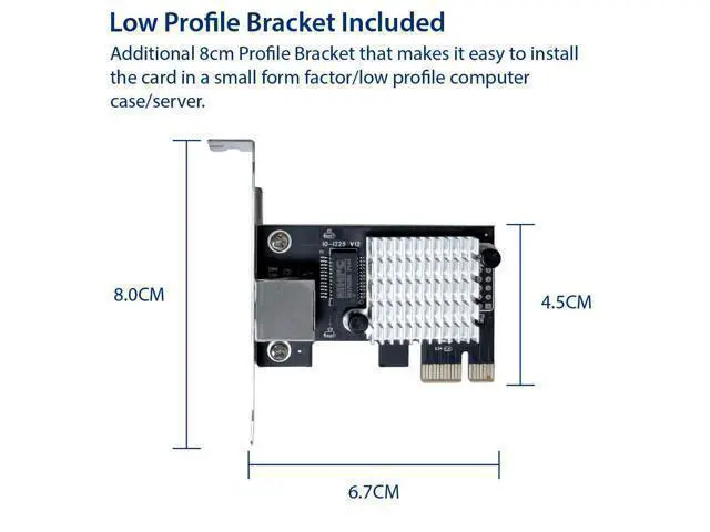 Alt view image 5 of 7 - Vszerda 2.5 Gigabit Ethernet PCI Express PCI-E Network Interface Card 10/100/1000/25000 Mbps RJ45 LAN Intel I225 Chipset, Black (SY-PEX24076)