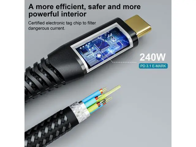 Alt view image 6 of 7 - Vszerda 240W for USB 4 Long Cable 6.6 ft, Support 8K@60Hz, 4K@144Hz 40Gbps/240W PD Charging Compatible with Thunderbolt 4/3 iPhone 15 Pro/15 Pro Max, MacBook Pro, Docking, eGPU, SSD, Surface Pro