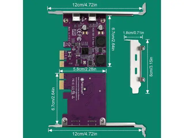 Alt view image 7 of 7 - Vszerda 2X 5Gbps USB-C Ports PCI Express to USB 3.0 Expansion Card for Windows 11, 10, 8.x, 7, Vista, XP Desktop PCs, Built in Self-Powered Technology, No Need Additional Power Supply (FS-U302C-Pro)