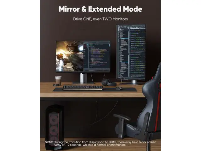 Alt view image 3 of 7 - Vszerda 4K DisplayPort to HDMI, 10ft Uni-Directional DP (Source) to HDMI (Display) 1.4 Cable, 4K@30Hz, 2K@60Hz, 1080P Full HD, Braided Cord for Dell, NVIDIA, AMD, Monitor, Projector (Grey)