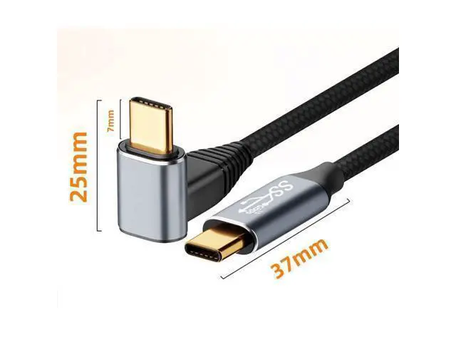 Alt view image 2 of 7 - Vszerda 90 Degree Down & Up Angled Type-C USB-C Male to Male USB3.1 10Gbps 100W Data Cable for Laptop Phone 3M