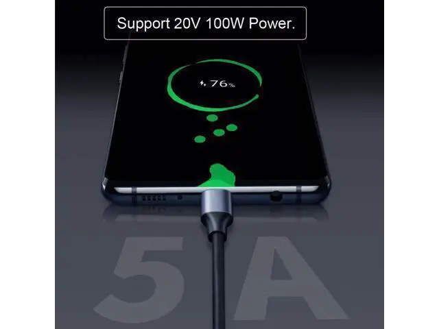 Alt view image 6 of 7 - Vszerda 90 Degree Down & Up Angled Type-C USB-C Male to Male USB3.1 10Gbps 100W Data Cable for Laptop Phone 3M