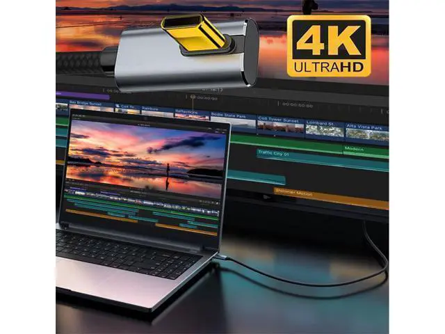 Alt view image 2 of 7 - Vszerda 90 Degree USB3.1 USB-C Type-C Male to Male Cable Low Profile Angled 4K@60Hz Gen 2 100W 10Gbps Data Extension Cord for Laptop Phone, 3m/9.8ft