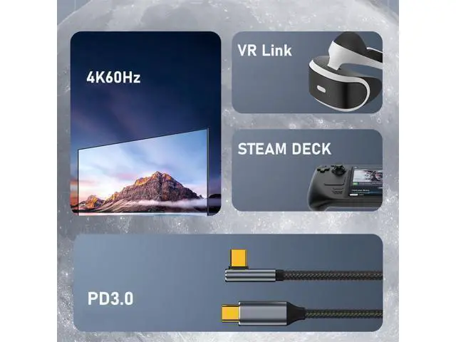Alt view image 5 of 7 - Vszerda 90 Degree USB3.1 USB-C Type-C Male to Male Cable Low Profile Angled 4K@60Hz Gen 2 100W 10Gbps Data Extension Cord for Laptop Phone, 3m/9.8ft