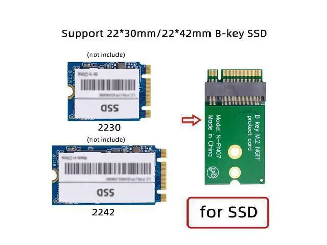 Alt view image 5 of 7 - Vszerda B-Key 22x30mm to 22x42mm Male to Female Extension Adapter for 2230 SSD Wireless Card