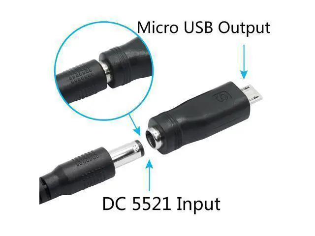Alt view image 3 of 7 - Vszerda DC 5.5mm x 2.1mm to Micro USB Adapter, 5V DC 5521 Female to Micro USB Male Plug Convert Connector Power (4Pcs)