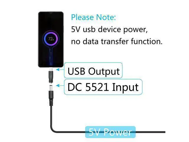 Alt view image 4 of 7 - Vszerda DC 5.5mm x 2.1mm to USB C Adapter, 5V DC 5521 Female to USB Type C Male Plug Convert Connector Power (4Pcs)