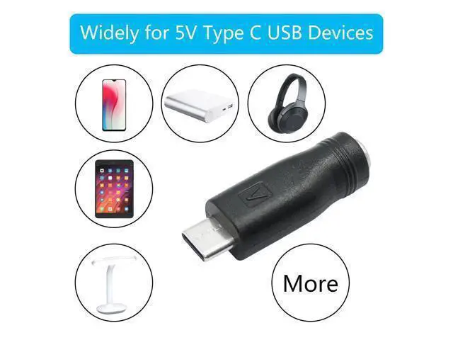 Alt view image 5 of 7 - Vszerda DC 5.5mm x 2.1mm to USB C Adapter, 5V DC 5521 Female to USB Type C Male Plug Convert Connector Power (4Pcs)