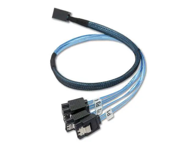 Alt view image 4 of 7 - Vszerda Internal HD Mini SAS Cable SFF-8643 to 4 SATA Digital Black Cord (1 Cable, 1 M / 3.2 Feet)