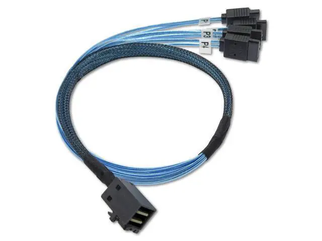 Alt view image 5 of 7 - Vszerda Internal HD Mini SAS Cable SFF-8643 to 4 SATA Digital Black Cord (1 Cable, 1 M / 3.2 Feet)