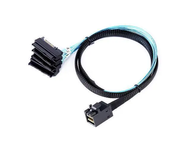 Alt view image 6 of 7 - Vszerda Mini SAS to SAS Cable: 1M SFF-8643 to SAS SFF-8643 to SFF-8482 Connector 4X SFF-8482 with SATA Power Adapter Cable (3.3FT)