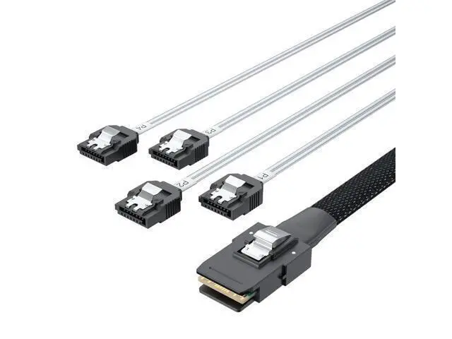 Alt view image 7 of 7 - Vszerda MiniSAS SFF-8087 Fan-Out Cable Breakout to 4xSATA, 6Gbps High-Speed Cable for RAID Controllers, Servers & Storage Enclosures, 1-m(3.3ft)
