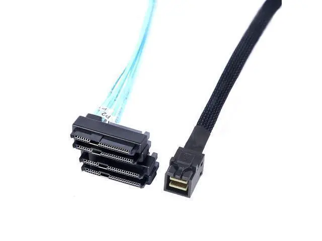 Alt view image 5 of 7 - Vszerda Mini-SAS to SAS-Cable: 0.5M SFF-8643 to SAS SFF-8643 to SFF-8482 Connector 4X SFF-8482 with SATA Power Adapter Cable (1.6FT)