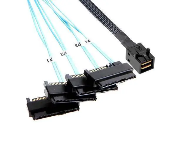 Alt view image 7 of 7 - Vszerda Mini-SAS to SAS-Cable: 0.5M SFF-8643 to SAS SFF-8643 to SFF-8482 Connector 4X SFF-8482 with SATA Power Adapter Cable (1.6FT)